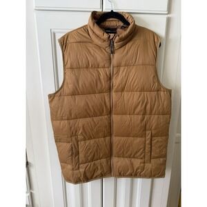 SwissTech Mens Puffer Vest Brown Insulated Zip Up Outdoor Workwear Utility Large